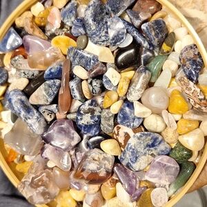 6 Polished assorted Rocks or Stones * Tarot Or Oracle card Included.